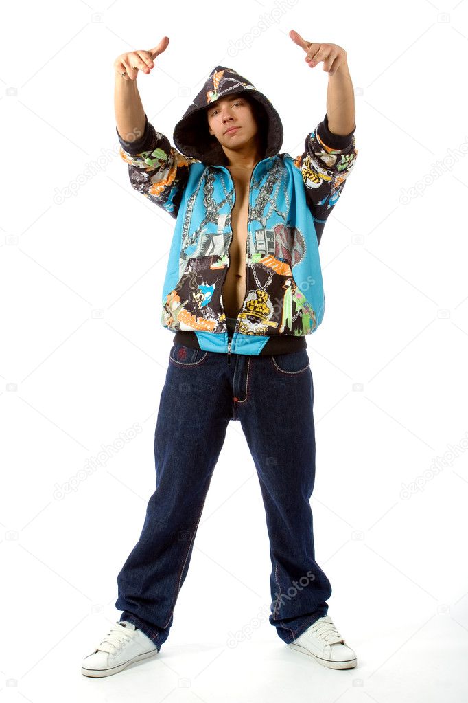 The young man in rapper clothes — Stock Photo © Mikhail-foto #3686410