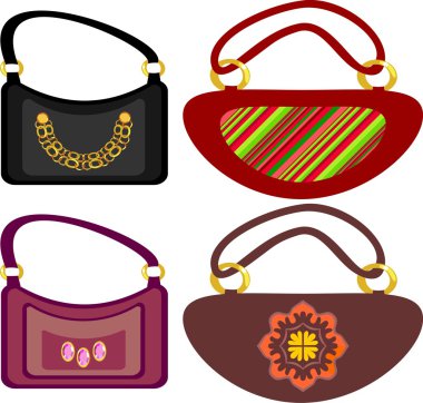 Fashionable women's footwear and handbag clipart