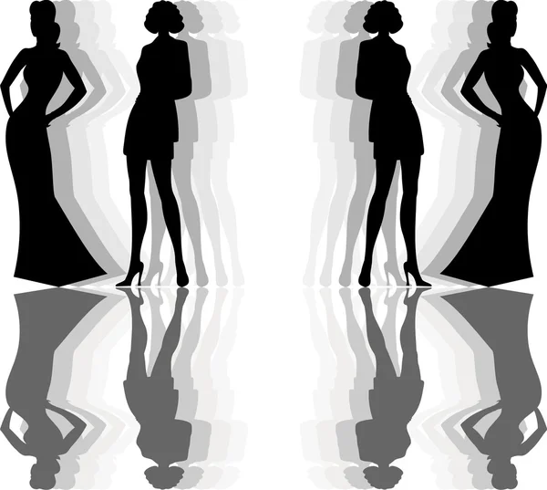 Silhouette Frauen — Stockvektor