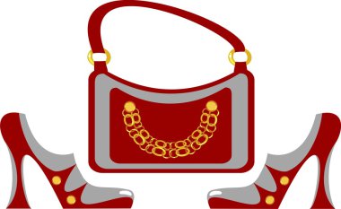 Fashionable women's footwear and handbag clipart