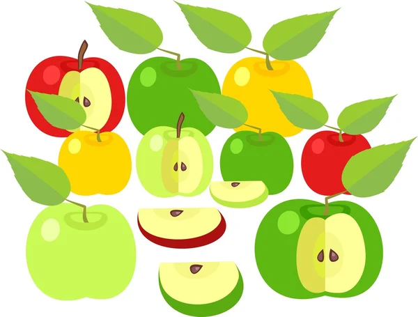 stock vector Apples with leaves