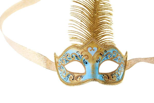Блакитна і золота карнавальна маска — стокове фото
