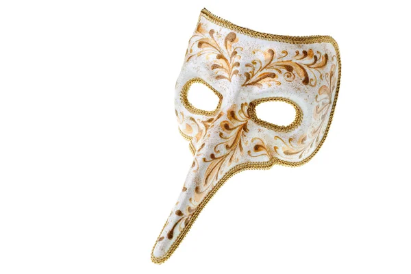 Máscara veneciana blanca y dorada — Foto de Stock