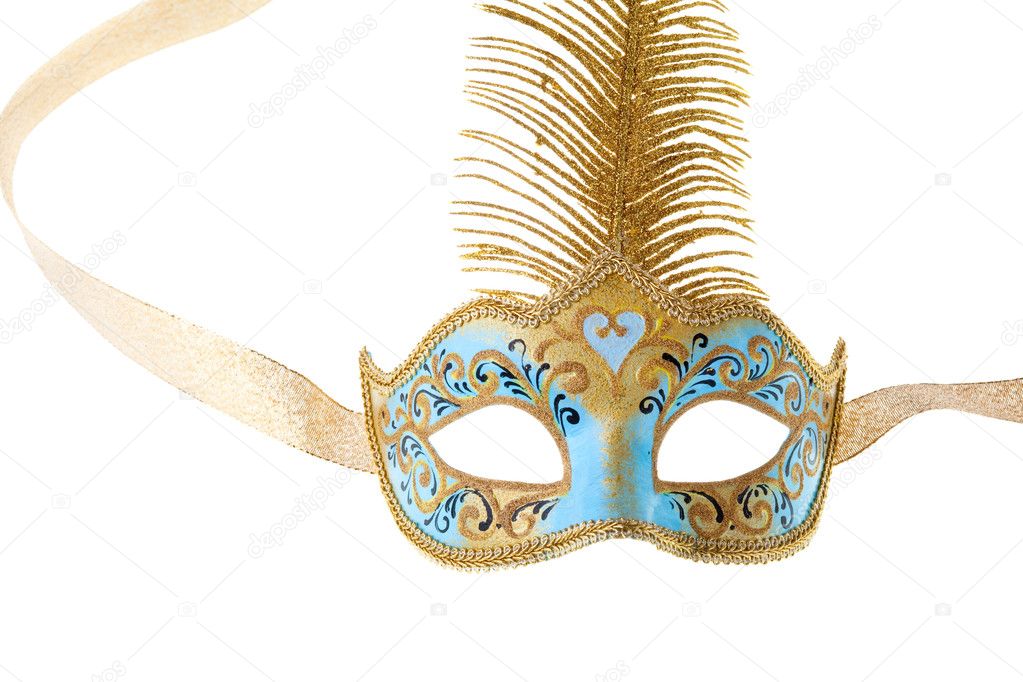 Blue and gold carnival mask