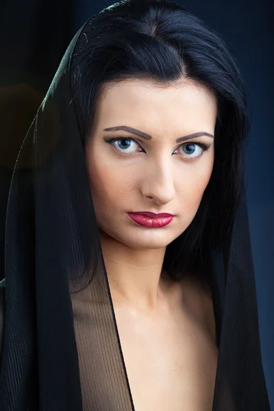 Elegant beautiful woman in shawl — Stock Photo, Image