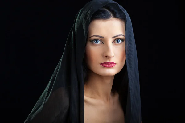 Elegant beautiful woman in shawl Stock Photo