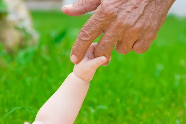 As mãos do avô e do bebê — Fotografia de Stock
