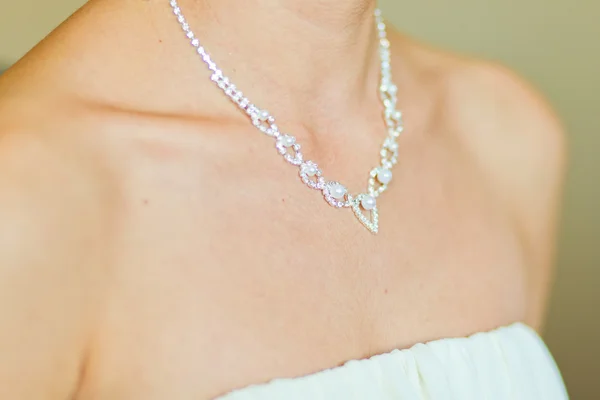 stock image Adornment on neck of young bride