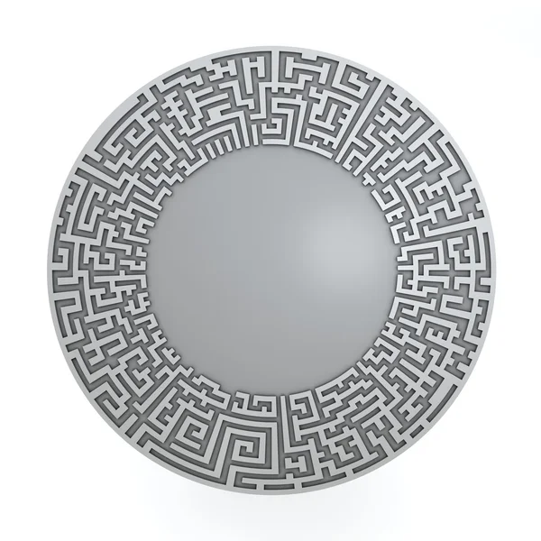 stock image Grey radial maze without solution. Three-dimensional, isolated on white