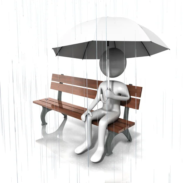Человек с открытым белым зонтиком . Лицензионные Стоковые Фото