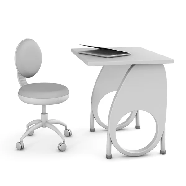 School desk and chair. 3D image. Stock Photo