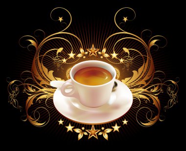 Cup of coffee with ornamental elements clipart