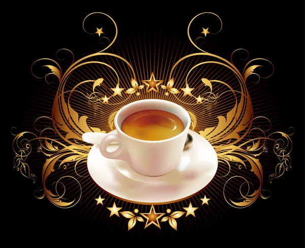 装飾の要素とコーヒーのカップ — ストックベクタ