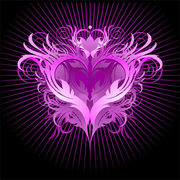 Coeur rose noir — Image vectorielle