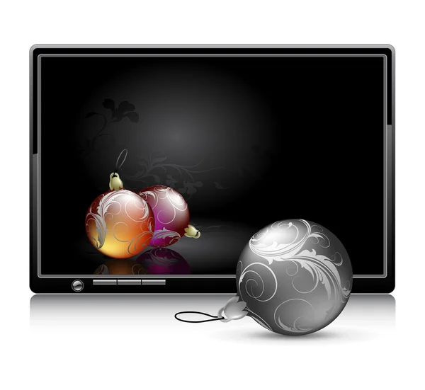 LCD panel with christmas ball — Stock Vector