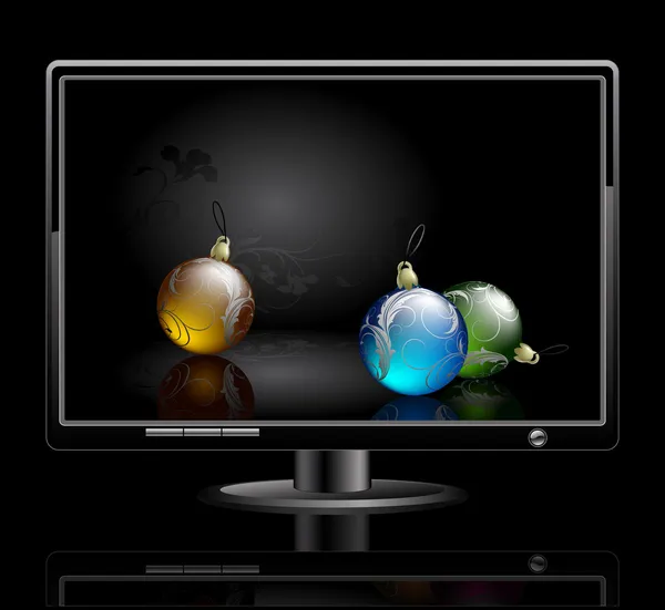 LCD-panel med jul boll — Stock vektor