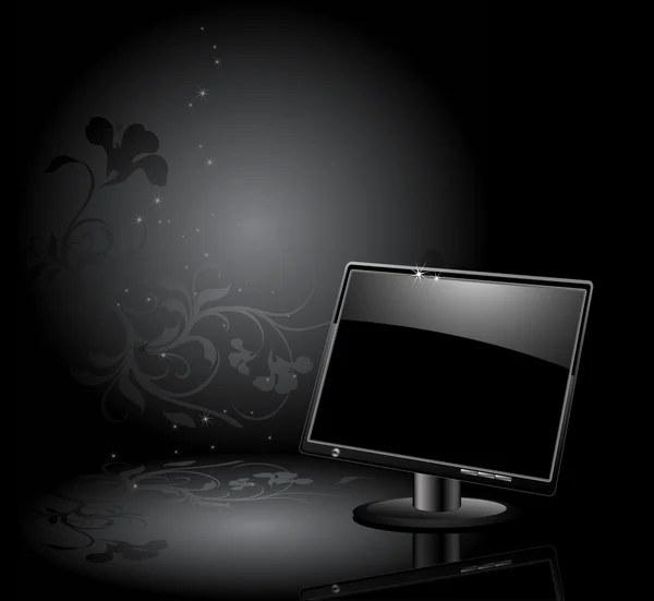 LCD-paneel met florale achtergrond — Stockvector