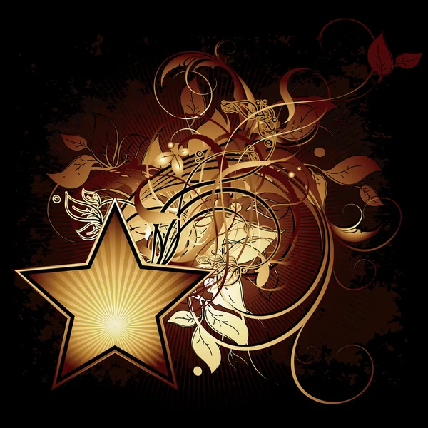 Étoile aux éléments floraux — Image vectorielle