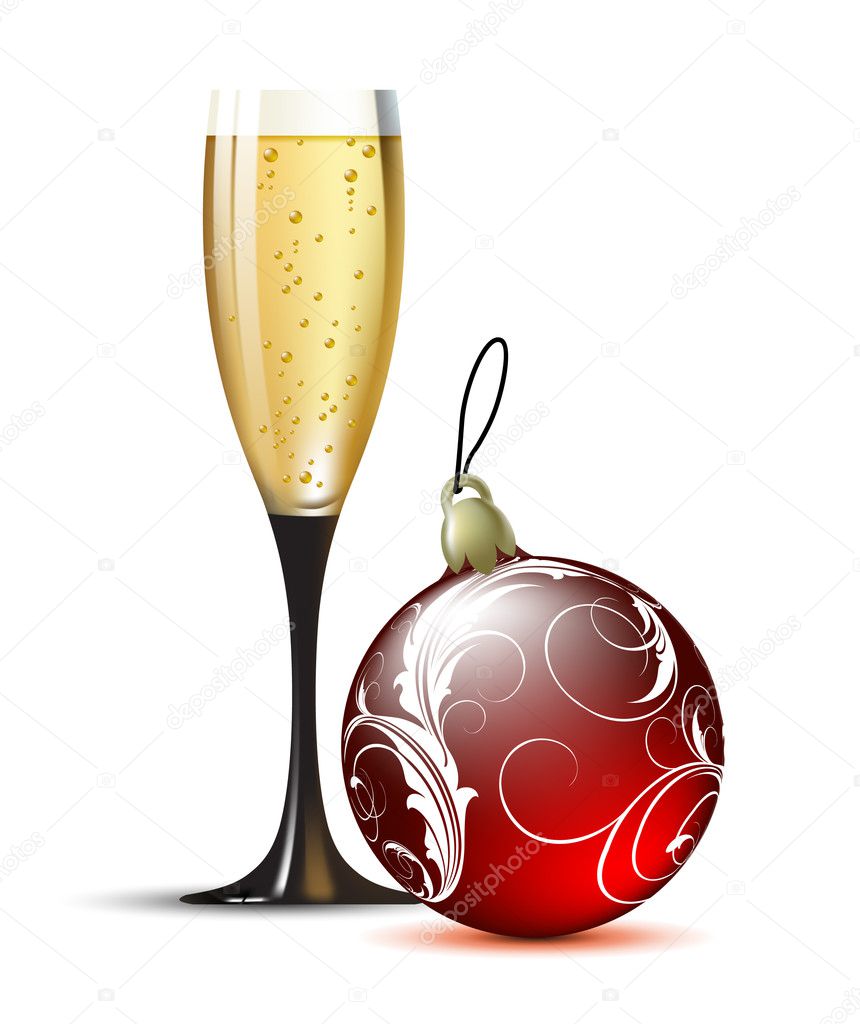 Champagne with fir ball