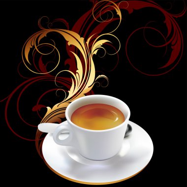 Cup of coffee with ornamental elements clipart