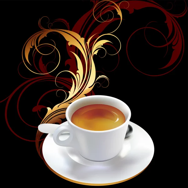 Чашка кофе с декоративными элементами — стоковый вектор