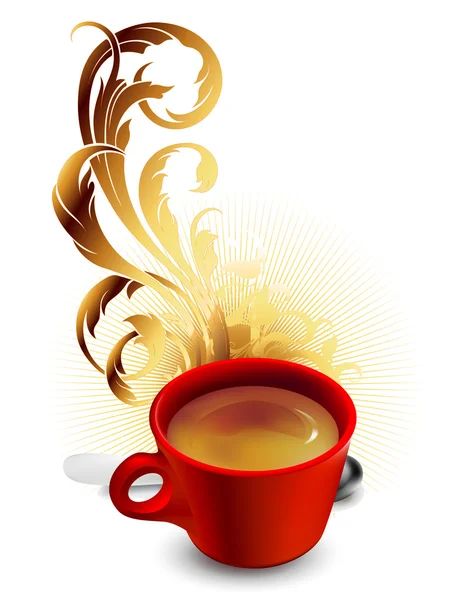 Taza de café con elementos ornamentales — Vector de stock