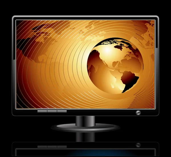 Οθόνη LCD με παγκόσμιο υπόβαθρο — Διανυσματικό Αρχείο