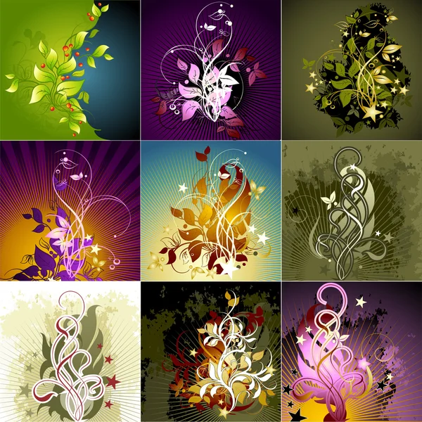 Ensemble de cadres floraux — Image vectorielle