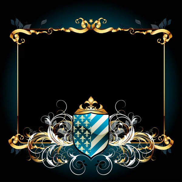 Ornate frame with shield — Stock Vector