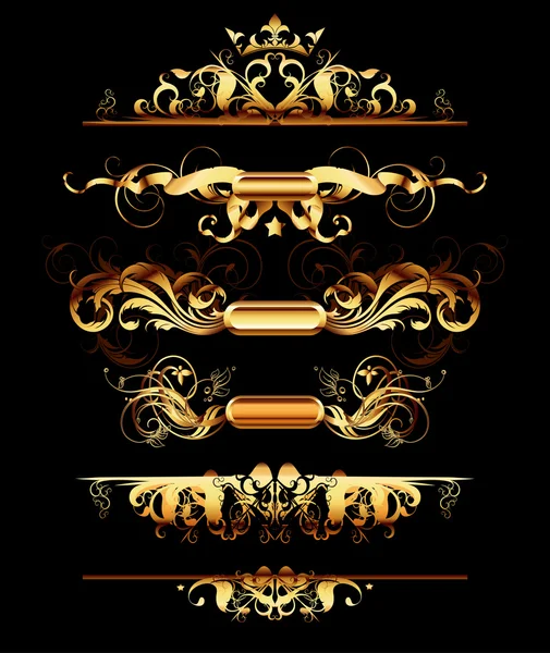 Set di elementi di design dorati — Vettoriale Stock