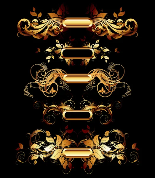 Set di elementi di design dorati — Vettoriale Stock