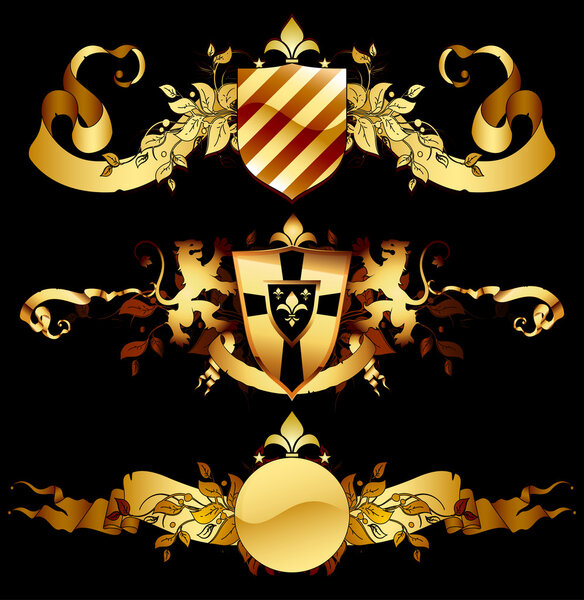 Set of heraldic shields