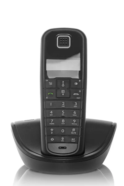 Černý izolované dect telefon — Stock fotografie