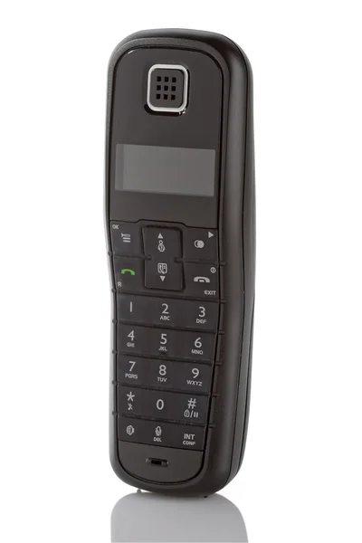 Black isolated dect phone handset — Stock Photo, Image