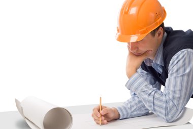 Engineer working with sketch clipart