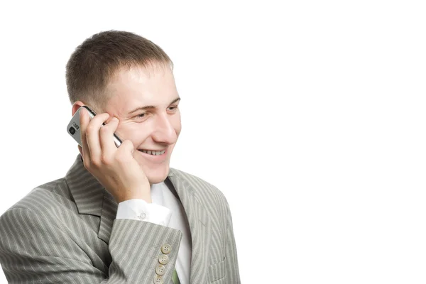 Молодой бизнесмен звонит на мобильный телефон — стоковое фото