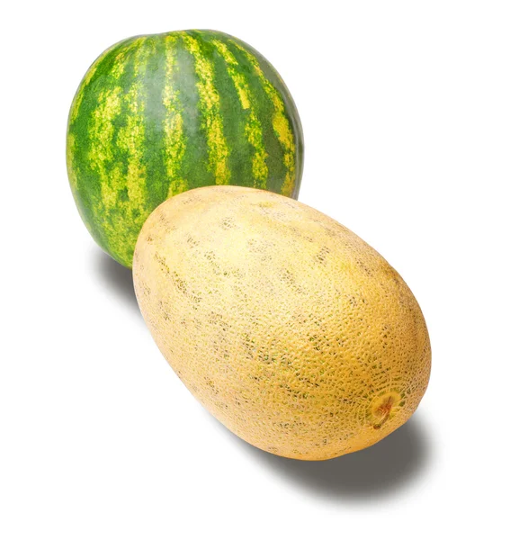 Geïsoleerde meloen en water meloen — Stockfoto