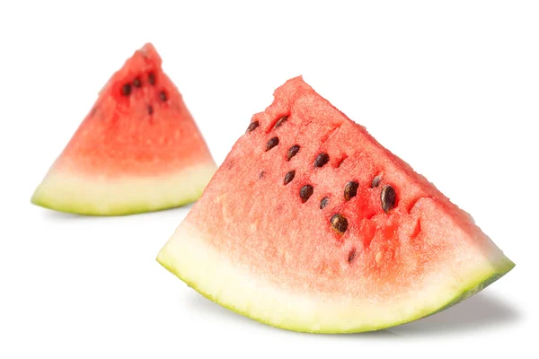 Twee driehoek segmenten van water meloen — Stockfoto