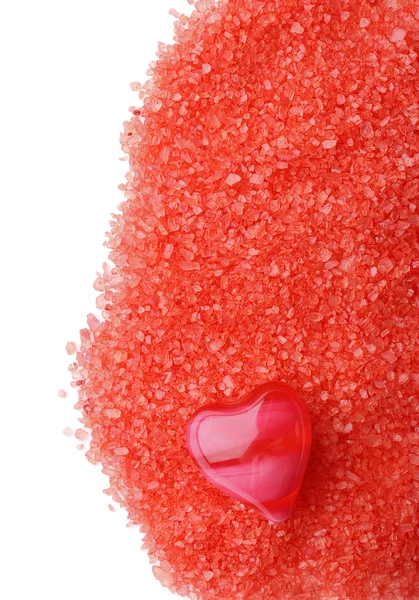 Oil red heart on salt — Stock Photo, Image