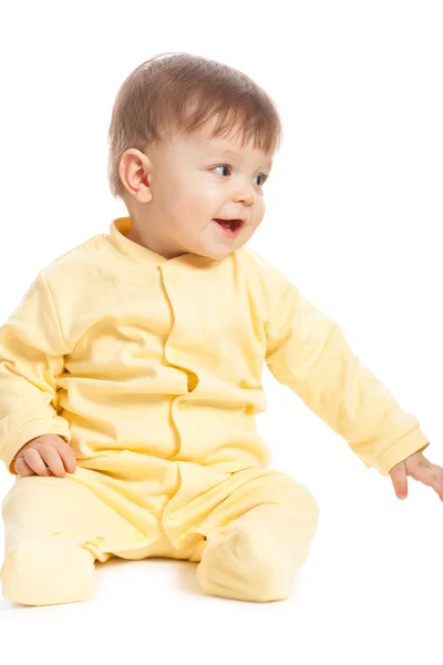 Bébé garçon en costume jaune — Photo
