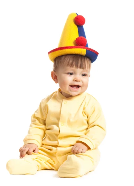 Chłopiec dziecko kapelusz clown — Zdjęcie stockowe