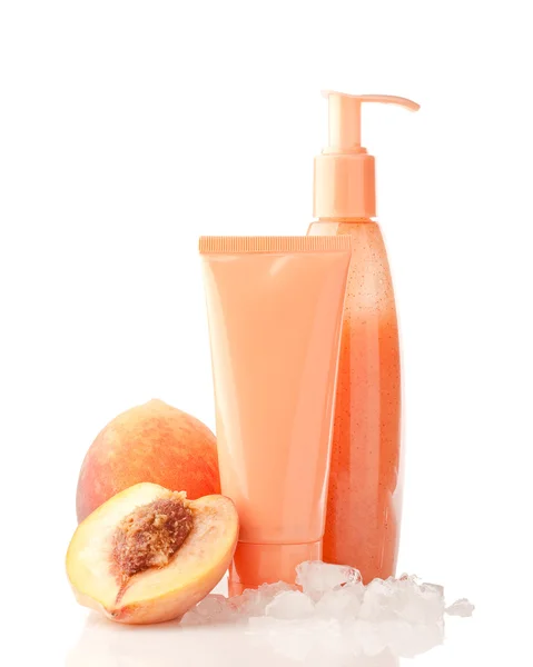 Kosmetik mit Eis und Pfirsich — Stockfoto