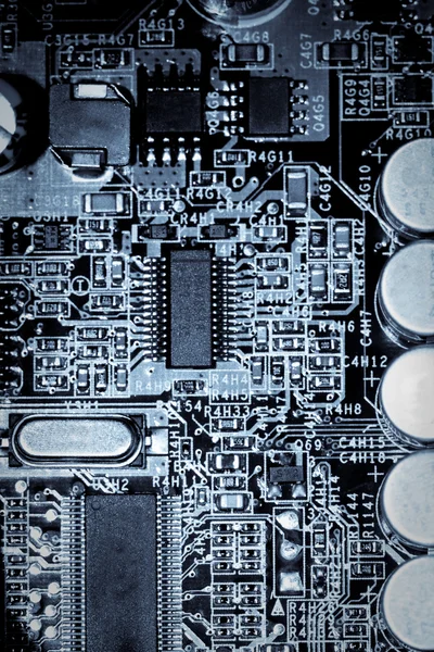 Closeup blue toned circuit — Stock Photo, Image