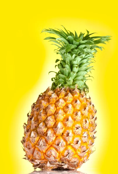 Geïsoleerde ananas op geel — Stockfoto