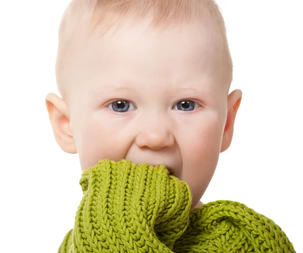 小さな赤ちゃん男の子の肖像画のクローズ アップ — ストック写真