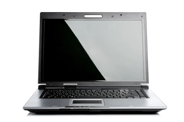 Silber schwarz isolierter Laptop — Stockfoto