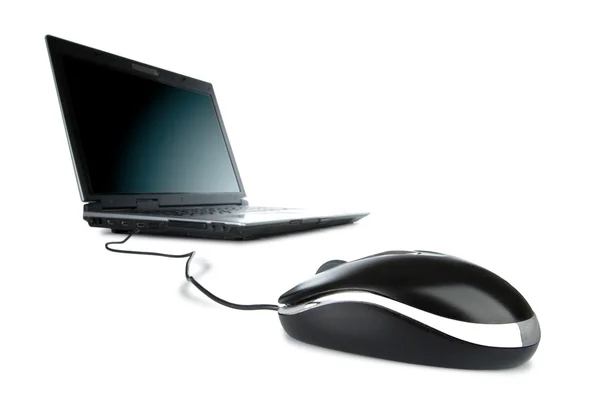 Mouse e laptop isolati — Foto Stock