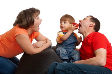 Family eating apple clipart