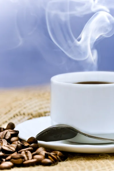 Primer plano macro taza de café caliente —  Fotos de Stock