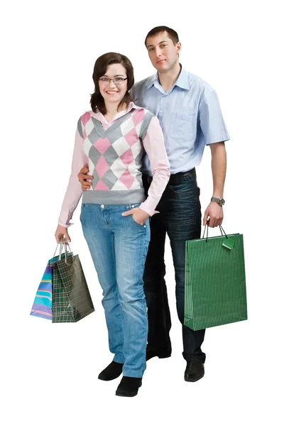 Familienpaar beim Einkaufen — Stockfoto